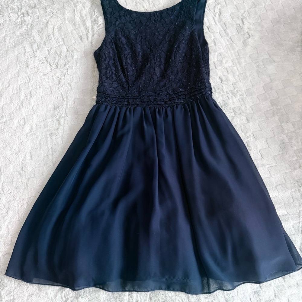 Elegant Navy Blue Lace Kids Dress